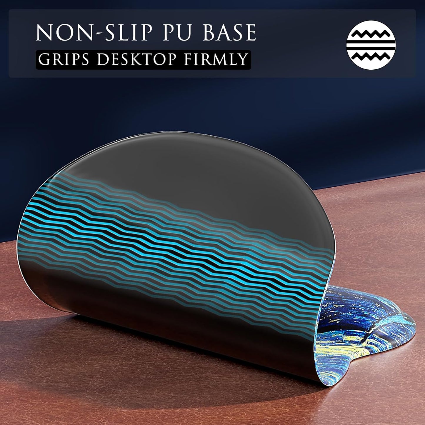 MROCO Ergonomic Mouse Pad with Gel Wrist Rest, Smooth Wrist Support Surface, Non-Slip PU Base for Pain Relief, Comfortable Mousepad for Computer, Laptop, Office & Home, 9.4 x 8.1 in, Black