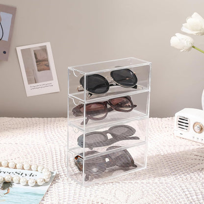 Acrylic Stackable Drawer Organizer with 4 Clear Drawers for Bathroom & Vanity Makeup Storage