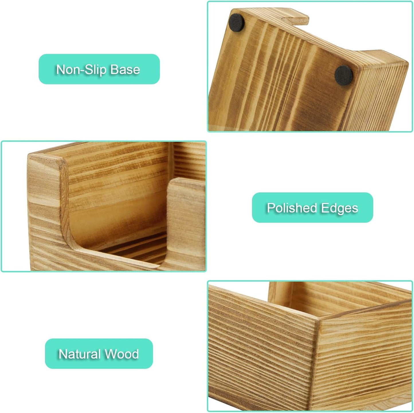 Bivvclaz Wood Sticky Note Holder, 3 x 3 Inch Post It Note Dispenser for Office Desk Accessories, Self Stick Note Pad Holder, Memo Pad Holder Dispenser Organizer for School Office Desk Supplies, Black