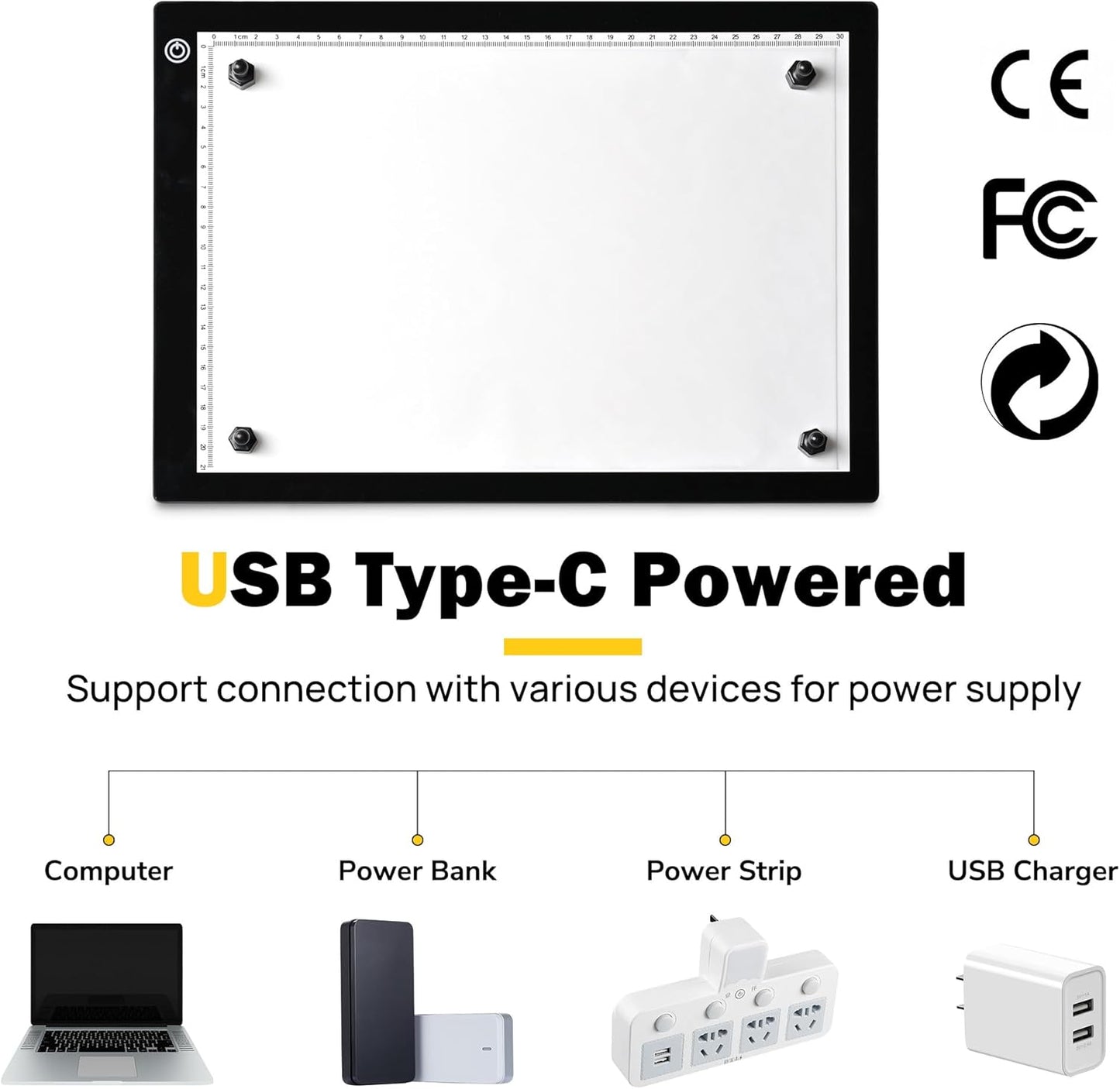 Yescom Portable A4 LED Light Pad with USB Power 14"x10" LED Light Box for Tracing Light Pad Dimmable for Art Diamond Painting Light Board Drawing Sketching Tattoo Animation