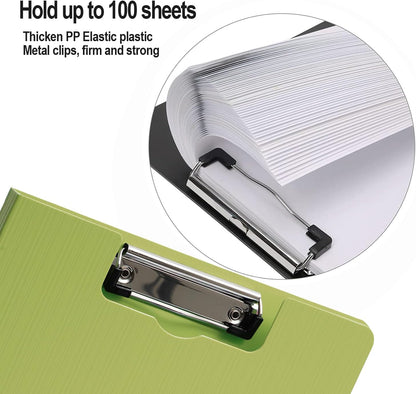 Clipboard Folder, A4 Foldable Clipboards with Pocket, File Cover Office Folder Clipboard, 360 Degree Foldable Storage Clipboards for Office, School or Medical Field, Green