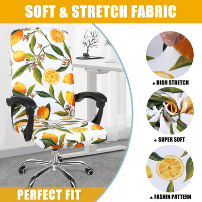 Smiry Stretch Printed Office Chair Armrest Covers, 2 Pcs Soft Fit Removable Washable Computer Desk Chair Arm Covers Protector, Black
