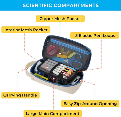 ECHSRT Big Pencil Case, Aesthetic Portable Zipper Pencil Bag with Hidden Pocket, Special Pouch for Men Women Adults, Stationery Organizer Pen Cases for Office Travel,Black