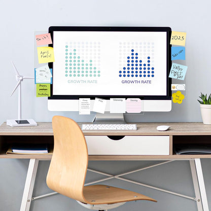 DOLLAR BOSS Monitor Memo Boards for Computers 2 Pcs Office Desk Accessories 11" x 3.1" Transparent Acrylic Monitor Side Panel Multifunction Message Board Screen Note Holder for Office Home Work Desk