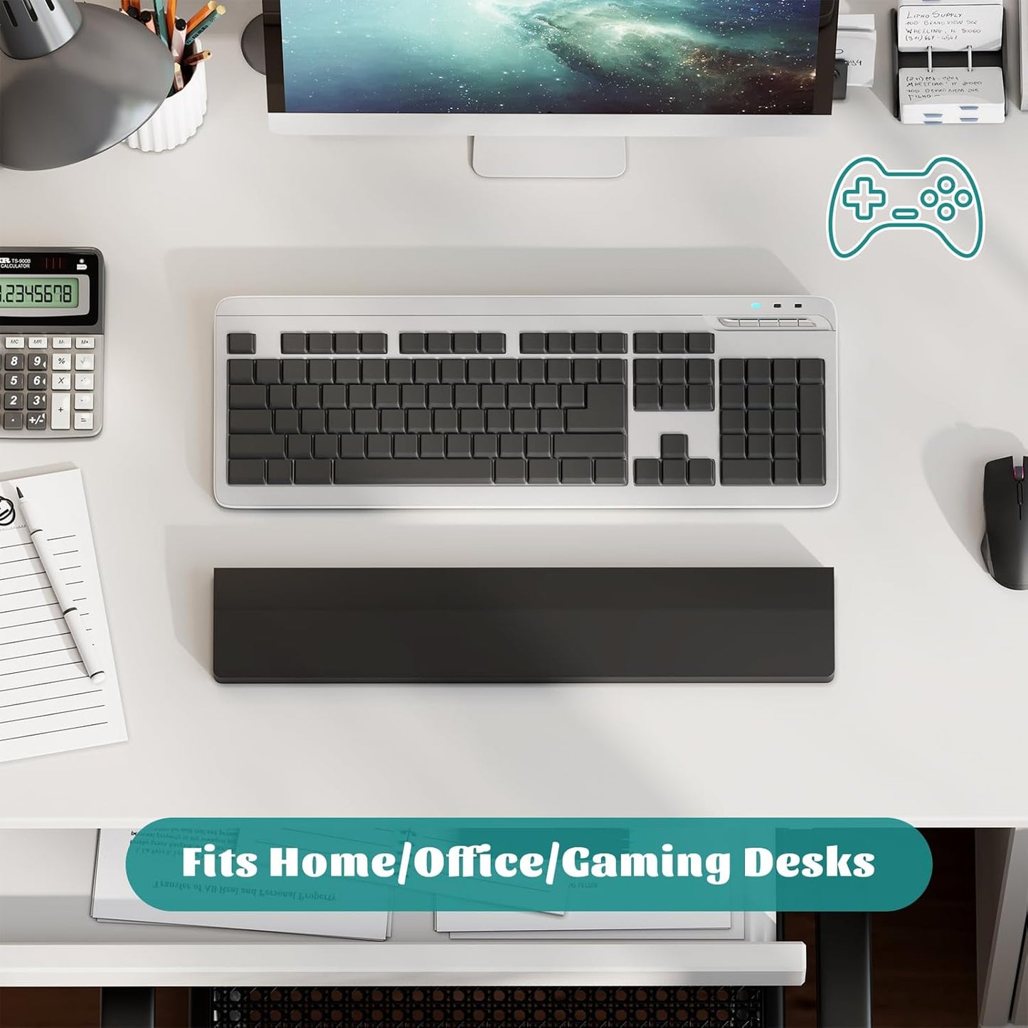 Wooden Wrist Rest, 11.8-inch Length and 22mm Thickness for Small Keyboard, Bamboo Wood Palm Rest, Ergonomic Design for Mechanical Gaming Keyboard