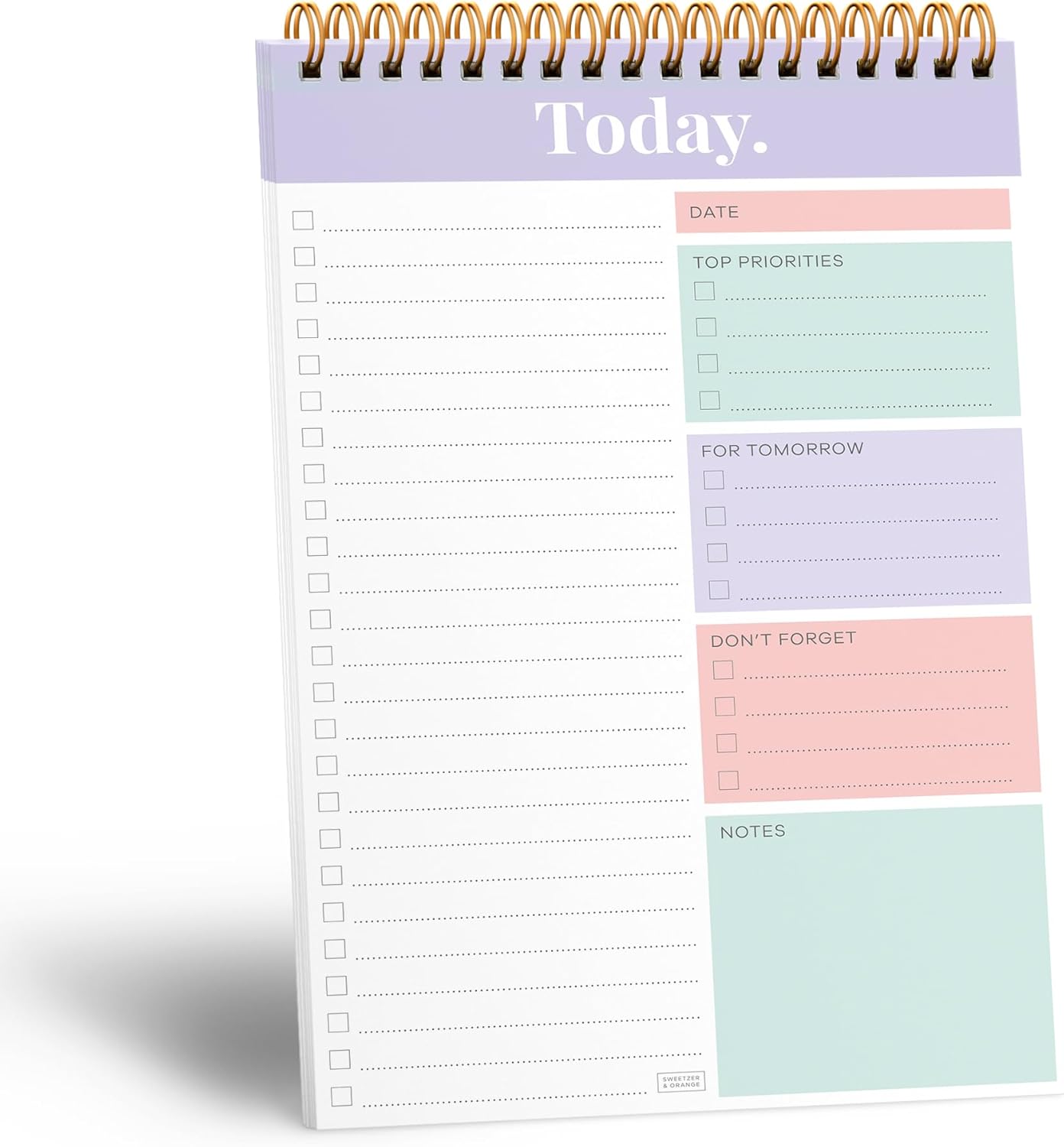 Sweetzer & Orange Daily & Weekly To Do List Notepad – Undated Work Planner & Organizer with Wish List Section, 52-Sheet Coiled Task Pad for Productivity – MAUVE To Do List Notebook for Work
