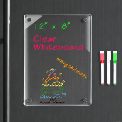 Magnetic Dry Erase to Do List Board for Fridge, 12 X 8 inch Acrylic Shopping List Whiteboard with 3 Markers
