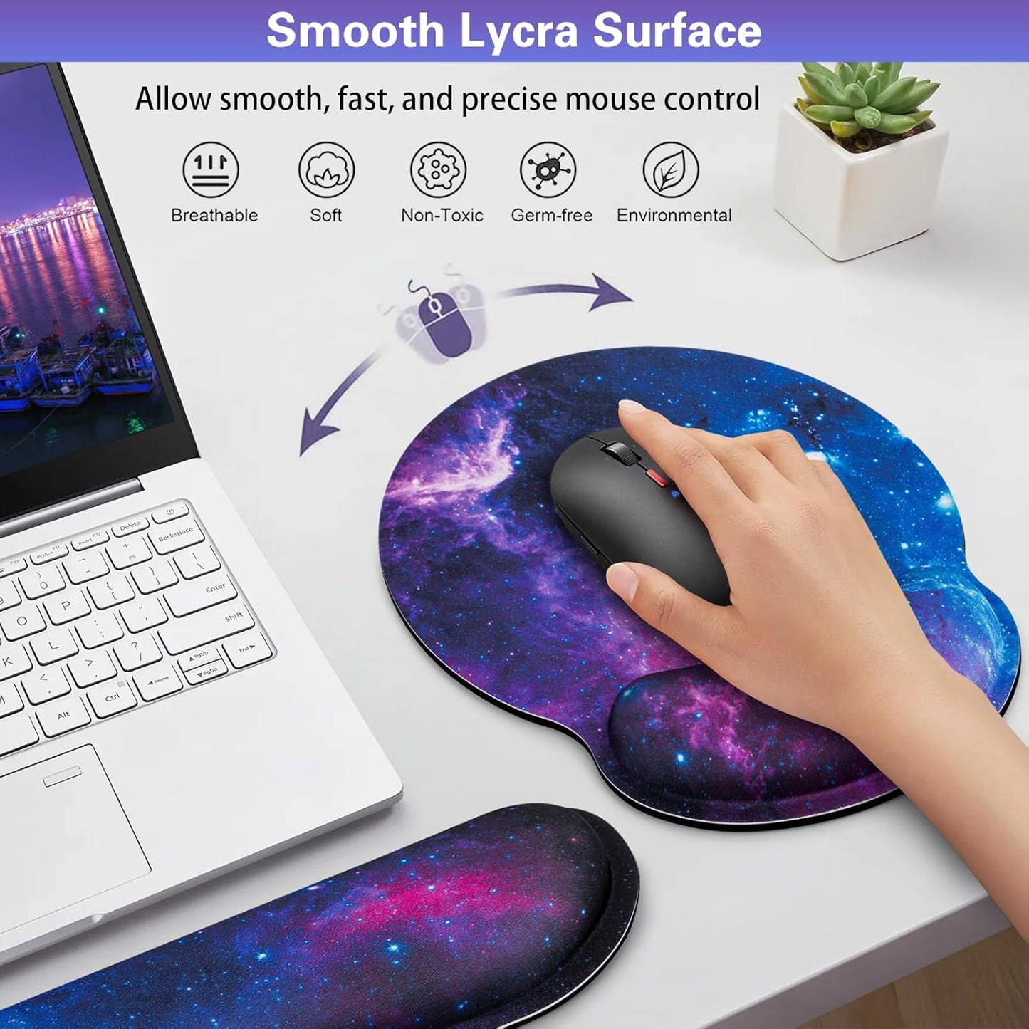 Ergonomic Keyboard Wrist Rest, Mouse Pad with Wrist Rest Anime, Cat Gaming Mousepad with Wrist Support, Memory Foam Wrist Rest Set for Computer Keyboard, Funny Cute Office Desk Accessories