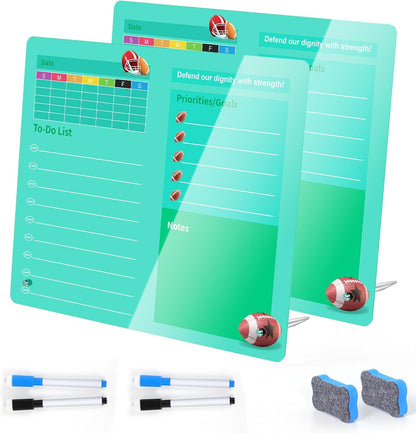 LeMotech Desktop Acrylic Dry Erase Board, 12x10 inches to-Do List Planner, Tabletop Whiteboard with Stand Office Supplies Includes 2 Markers & 1 Eraser, Pink Rose Pattern, 1 Pack