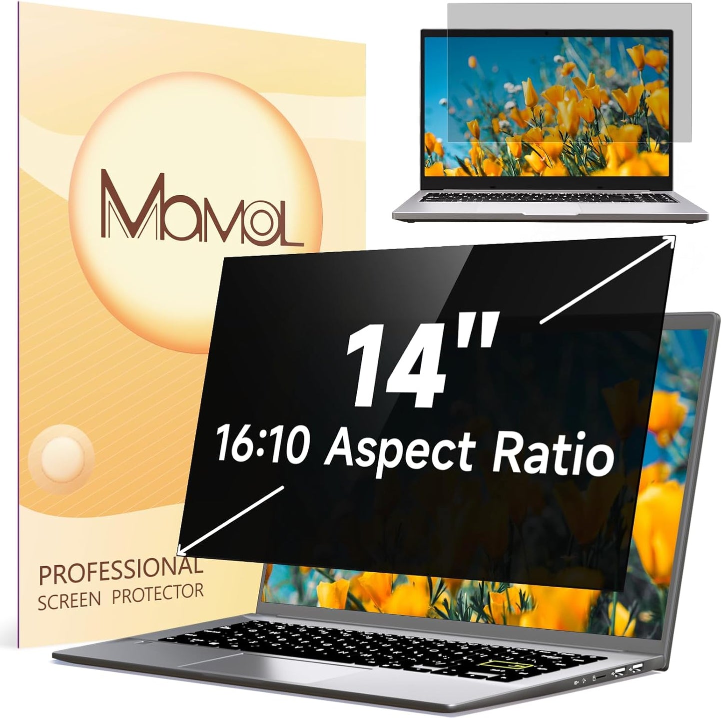 Mamol 34 Inch Curved Computer Privacy Screen Filter for 21:9 Aspect Ratio Widescreen Monitor - Anti Glare Blue Light Filter, Removable Computer Monitor Privacy Shield, Anti-Scratch Screen Protector