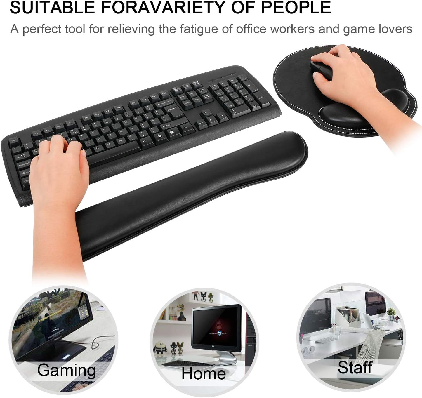 RICHEN Keyboard Wrist Rest and Mouse Pad with Wrist Support, Memory Foam Set for Gaming and Office, Comfortable & Lightweight for Easy Typing & Pain Relief (White Butterflies)