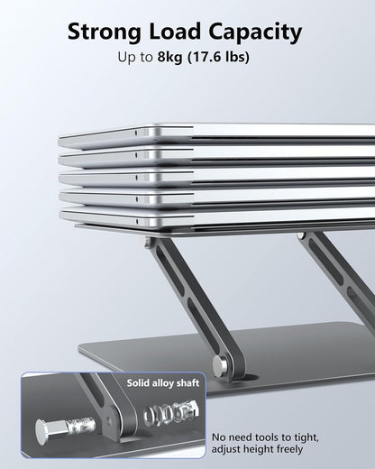 JCZT Adjustable Laptop Stand for Desk, Metal Foldable Laptop Riser, Portable Laptop Holder Mount, Ventilated Cooling Computer Notebook Stand for MacBook Air Pro, All 10-16'' Notebooks Laptops, Pink