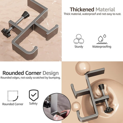 Desk Bag Hook, Purse Hook for Table, Aluminum Under Desk Handbag Hanger, Desk Mount Backpack Holder, Umbrellas,Headphone Holder - Cream