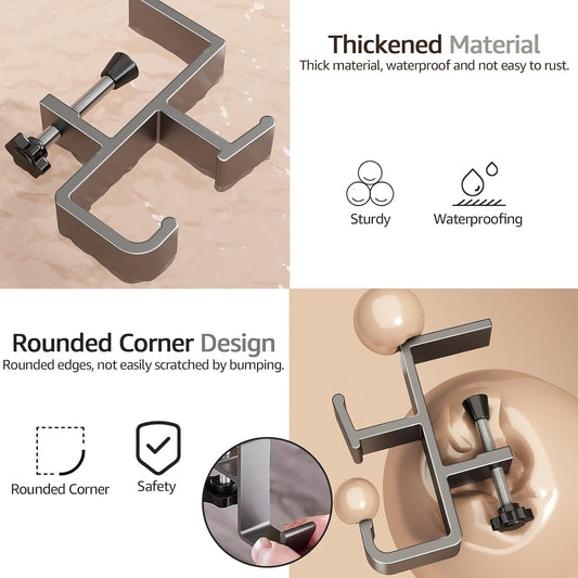 Desk Bag Hook, Purse Hook for Table, Aluminum Under Desk Handbag Hanger, Desk Mount Backpack Holder, Umbrellas,Headphone Holder - Cream