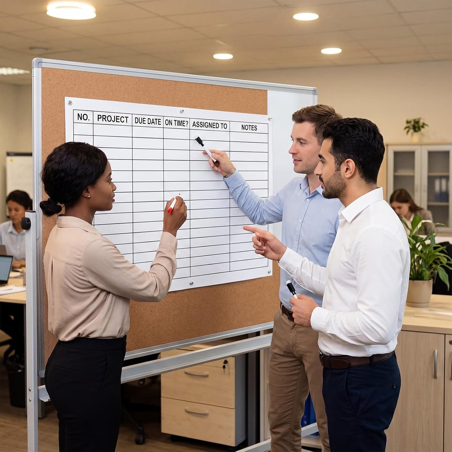 Lincia Large Dry Erase Project Management Planning Chart 24" x 36" Erasable Lined Project Planner Poster for Whiteboard Wall Visual White Board for Office Teams Scheduling Tracking Progress Managers