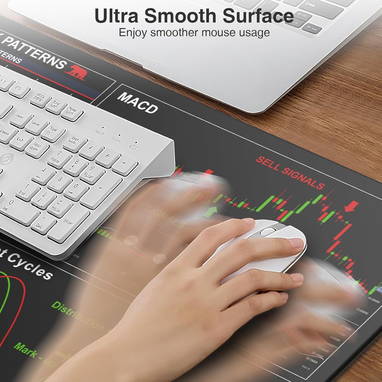 Wireless Charging Mouse Pad with Foldable Phone Holder, 31.5"x15.8" Large Desk Mat for Laptop/Keyboard, Waterproof Ultra-Smooth Surface, Non-Slip Base, Black