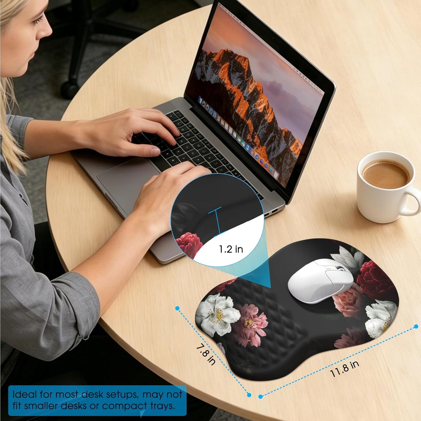 MROCO Ergonomic Mouse Pad with Wrist Support, Memory Foam Wrist Rest Mouse Pad, Non-Slip Base, Smooth Surface for Office & Home, Black