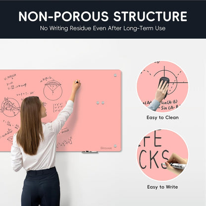 Magnetic Glass Whiteboard - Glass Dry Erase Board 48"x36" Large Frameless Board for Walls Office School and Home