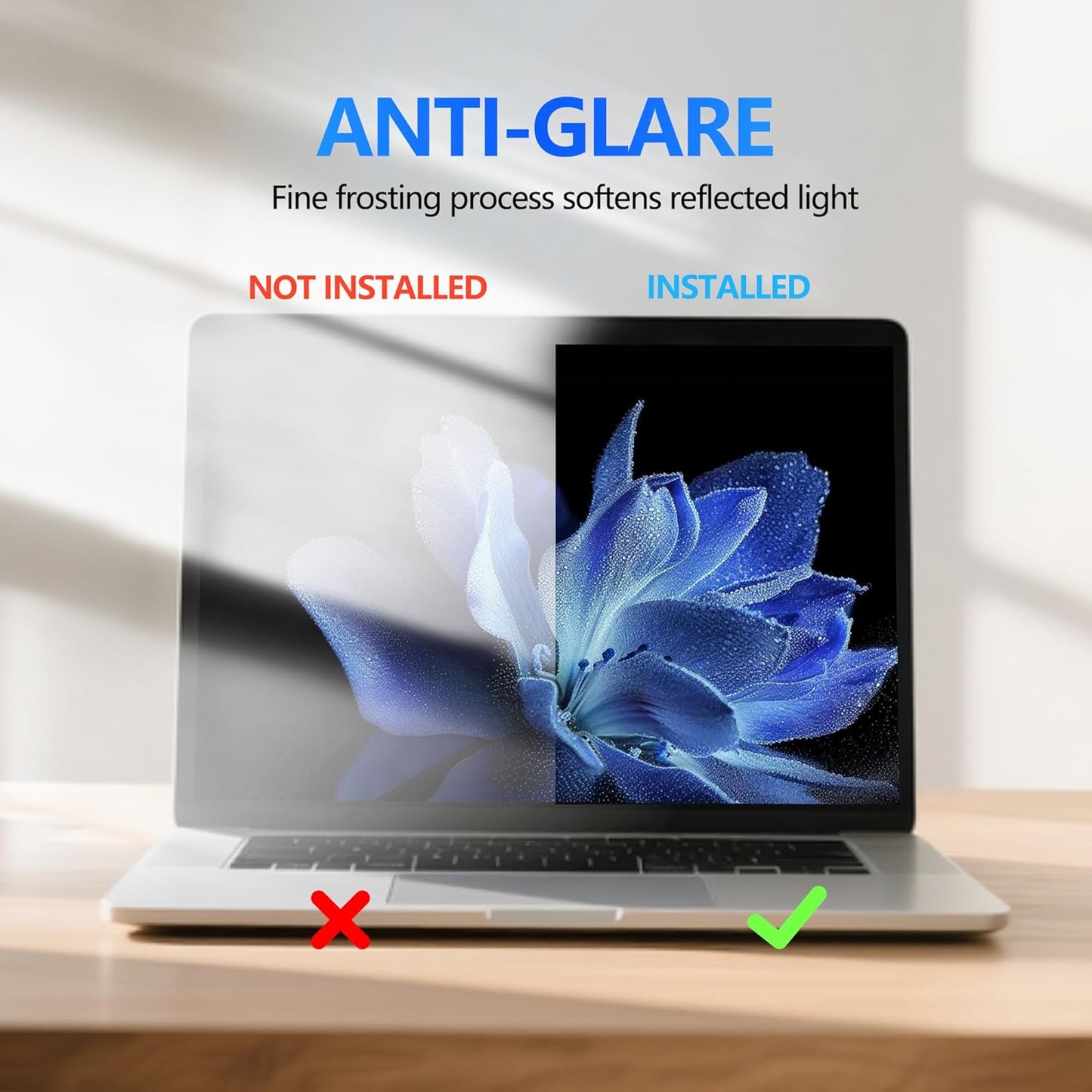 2 Pack Magnetic Hanging Computer Privacy Screen 24 Inch for 16:9 Widescreen Monitor, Removable Privacy Screen Anti Glare Blue Light Computer Screen Privacy Shield, Anti-Scratch 24in Protector Film