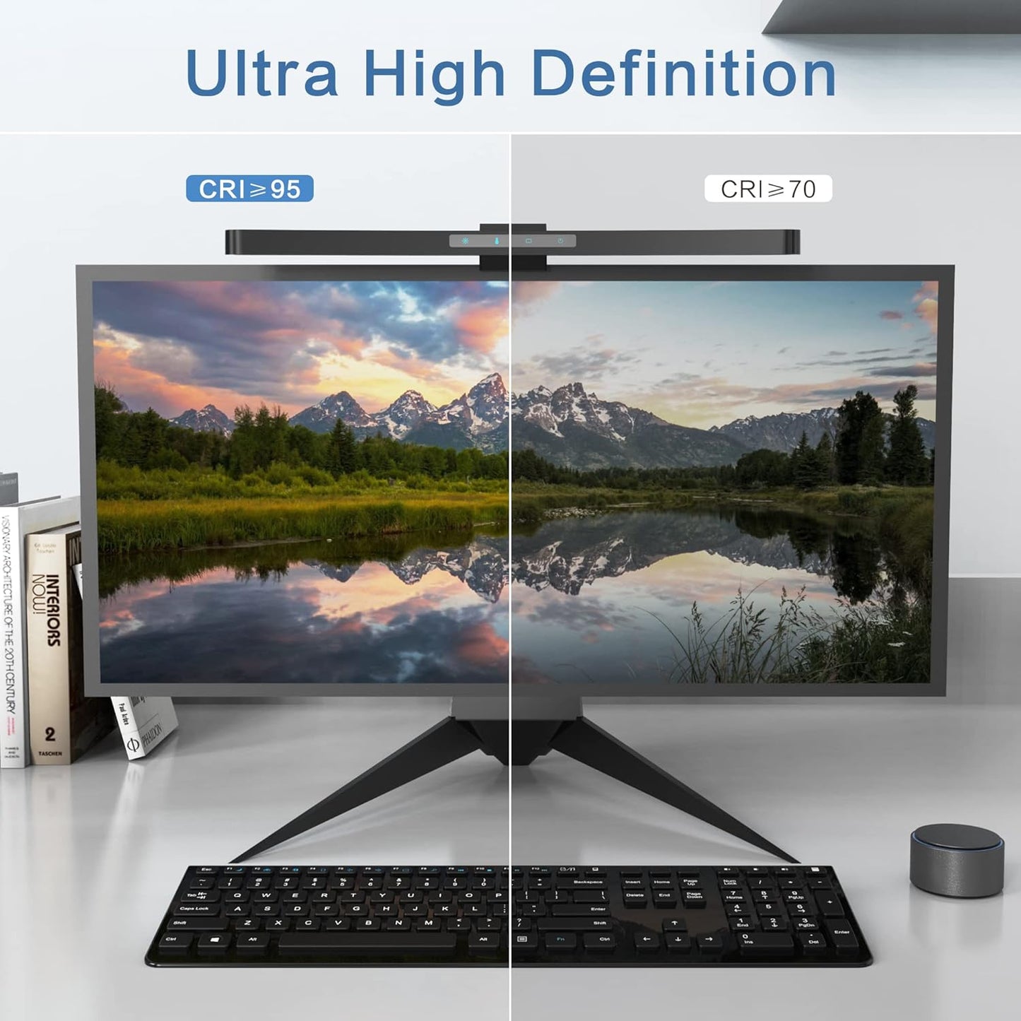 ONWAY Curved Monitor Light Bar with Wireless Remote,Monitor Auto-Dimming and Camera Base,Applicable to All Screens. No Screen Glare,for Home Office