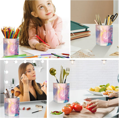 Pen Holder, Pencil Holder for Desk, Marble Desk Organizer Cute, Durable Ceramic Pencil Cup, Decorative Makeup Brush Holder Cup, Stationery Holder for Office, Home, Gray Marble