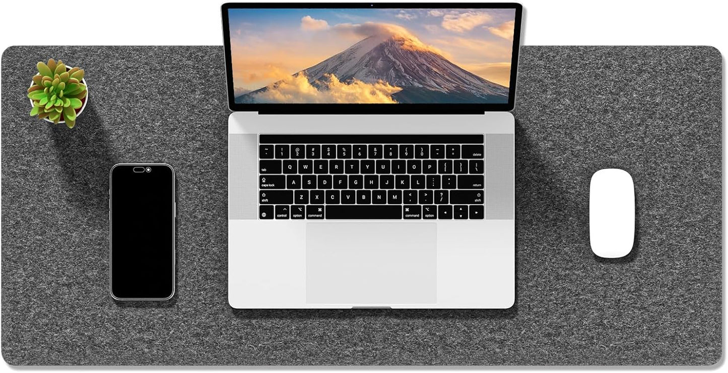 Auhoahsil Felt Desk Mat, Minimalist Large Mouse Pad XXL 35.5 x 15.7 in, Desk Matt for Desktop, Keyboard, Laptop, Computer, Office, Work from Home, Gaming, White