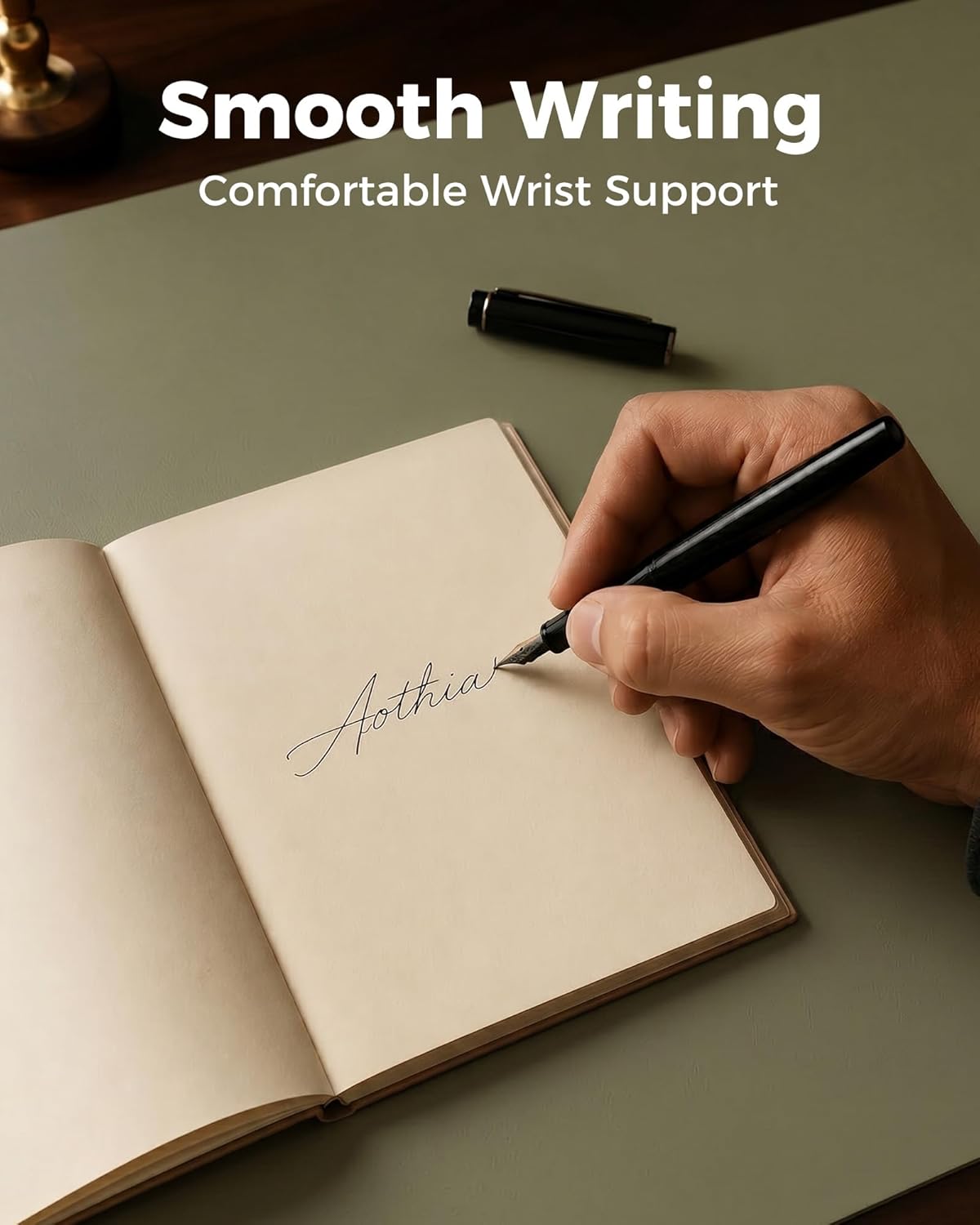 Aothia Dual-Sided Desk Pad - 25.6x13.7 inches Leather Desk Mat, Natural Cork Desk Pad Protector, Large Mouse Pad for Desk, Waterproof Desk Blotter Pad, Desk Writing Pad for Office Work/Home, Black