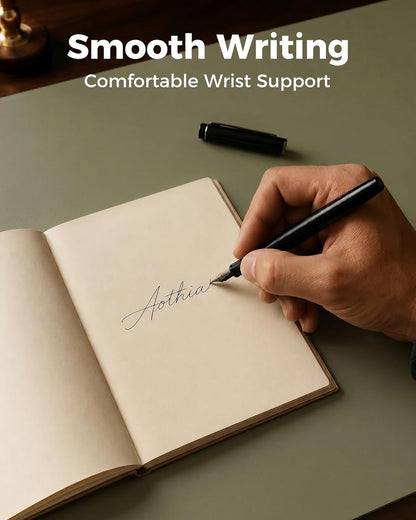 Aothia Dual-Sided Desk Pad - 25.6x13.7 inches Leather Desk Mat, Natural Cork Desk Pad Protector, Large Mouse Pad for Desk, Waterproof Desk Blotter Pad, Desk Writing Pad for Office Work/Home, Black
