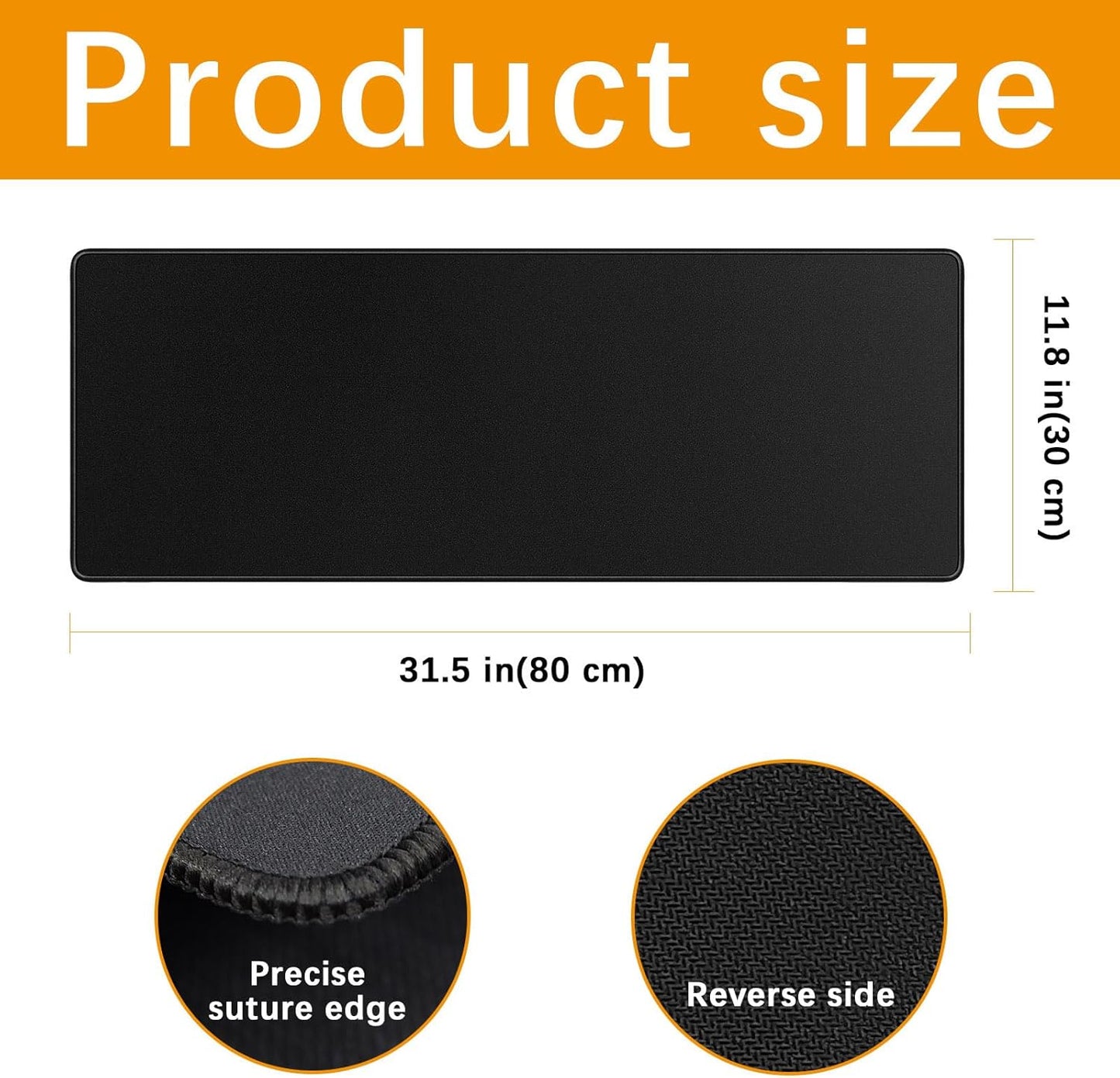 4 Pcs Large Gaming Mouse Pad Black 31.5x11.8 in,Extended Desk Keyboard Pad with Micro Weave Cloth, Edges Stitched Gaming Mouse Pad Pack for Office and Home Use