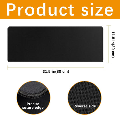 4 Pcs Large Gaming Mouse Pad Black 31.5x11.8 in,Extended Desk Keyboard Pad with Micro Weave Cloth, Edges Stitched Gaming Mouse Pad Pack for Office and Home Use