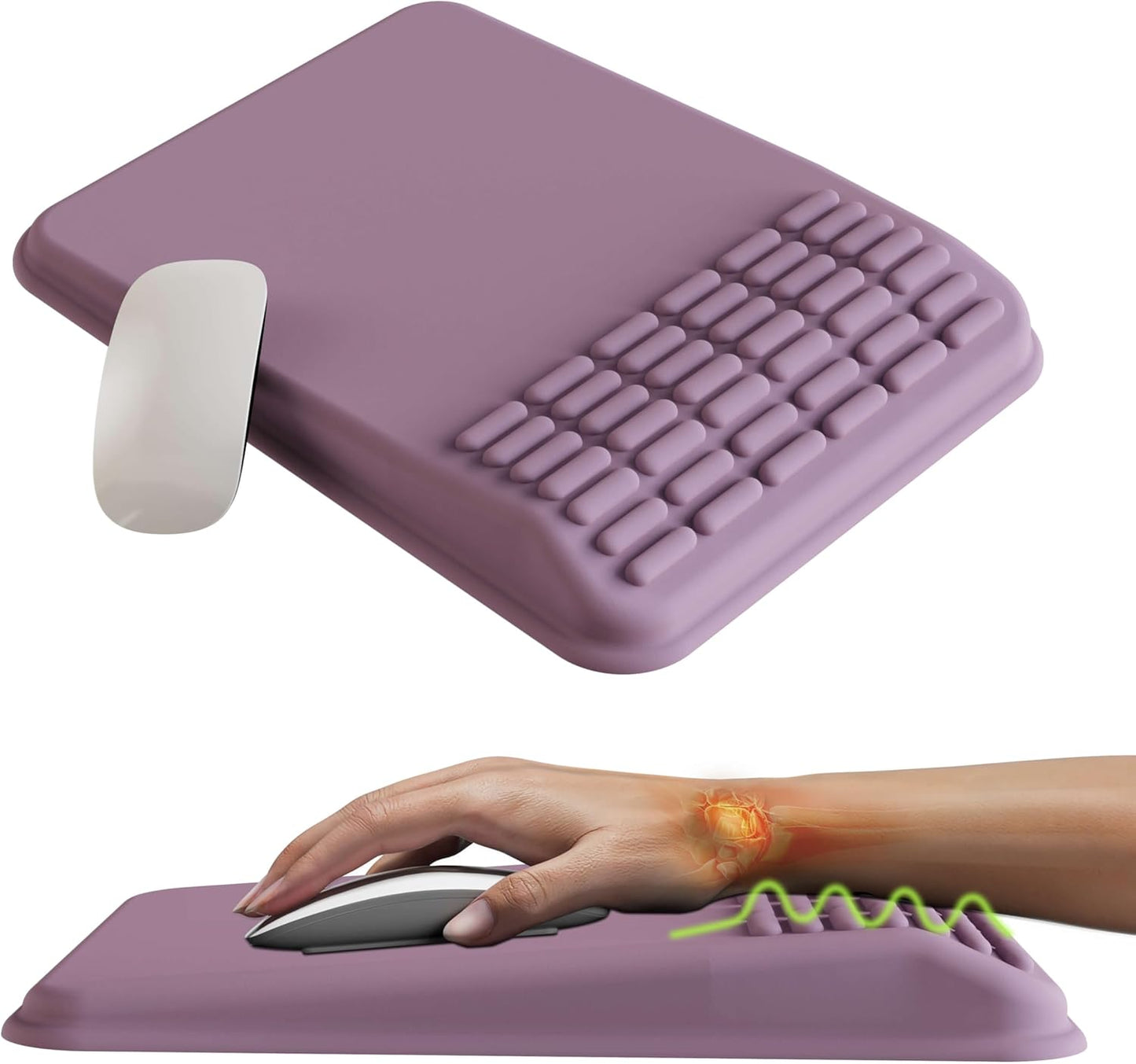 MEKASS Ergonomic Mouse Pad with Wrist Rest, Mouse Pad with Wrist Support for Pain Relief, Memory Foam Mousepad with Massage Design, Non-Slip PU Base for Office, Home, Desk (Classic Black)