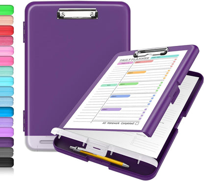 Sooez Clipboard with Storage, Clip Board 8.5 x 11 with Pen Holder, Plastic Organization Case Box for Letter Legal A4 Size Paper, Low Profile Clip, Nurses Teachers Must Haves, School & Office Supplies