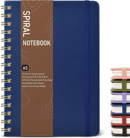 Graph Spiral Journal Notebook, A5 Hardcover Spiral Journals for Women Men, 100 GSM Graph Paper Notebooks, 150 Pages Spiral Bound Grid Notebook for Writing Note Taking Work 5.75" x 8.38" Olive Green