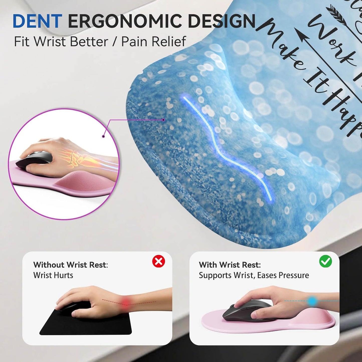 Ergonomic Mouse Pad with Wrist Rest,Cute Gel Mousepad Wrist Support - Small Mini Portable for Travel Mouse Pads for Desk Laptop,Computer,Office & Home Decor (Pink&Light Pink)