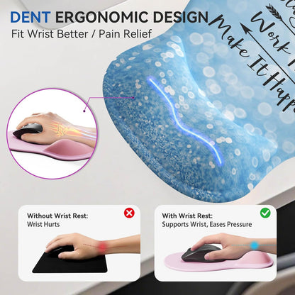 Ergonomic Mouse Pad with Wrist Rest,Cute Gel Mousepad Wrist Support - Small Mini Portable for Travel Mouse Pads for Desk Laptop,Computer,Office & Home Decor (Pink&Light Pink)