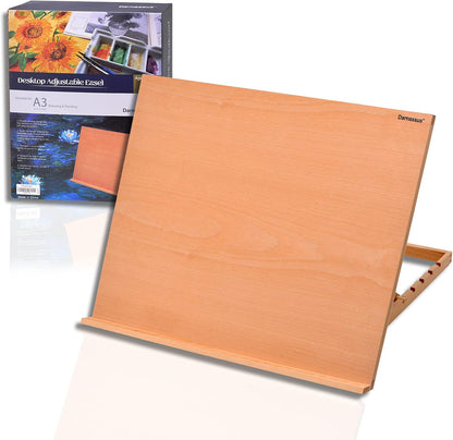 Darnassus A3 Extra Large Adjustable Tabletop Painting Easel, 16.5 inch by 12.6 inch, Drawing and Sketching Board, Book Holder, Book Stands, Tilt Height Adjustable, Portable Easel Stand