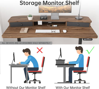 HUANUO 48″ x 24″ Electric Standing Desk with 2 Drawers, C-Clamp Mount Compatible, Height Adjustable Computer Desk, Home Office Stand Up Desk with 4 Preset Heights & 2 Hooks, Black