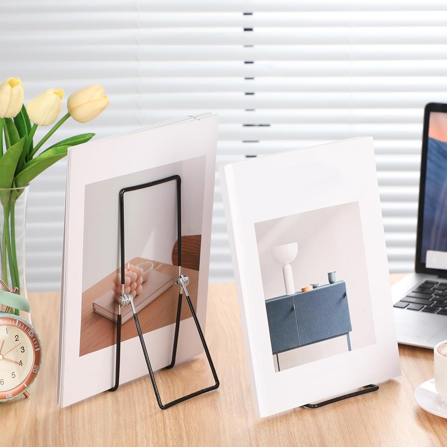 6 Pack 9.17 Inch Large Metal Book Stand for Display Adjustable Display Holder Easel Collector Stand for Home Office Back to School Books Frames Comic Plates Album CD Magazine