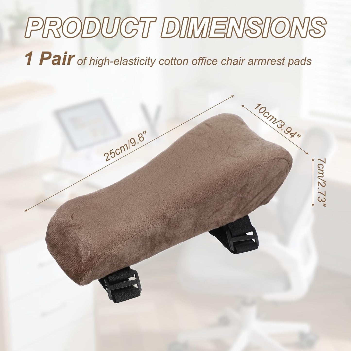 PATIKIL Office Chair Arm Pads, 1 Pair Office Chair Arm Cover Soft Office Chair Armrest Pads Elastic Memory Foam Cotton Removable Washable for Desk Computer Gaming, 25x10x7cm, Brown