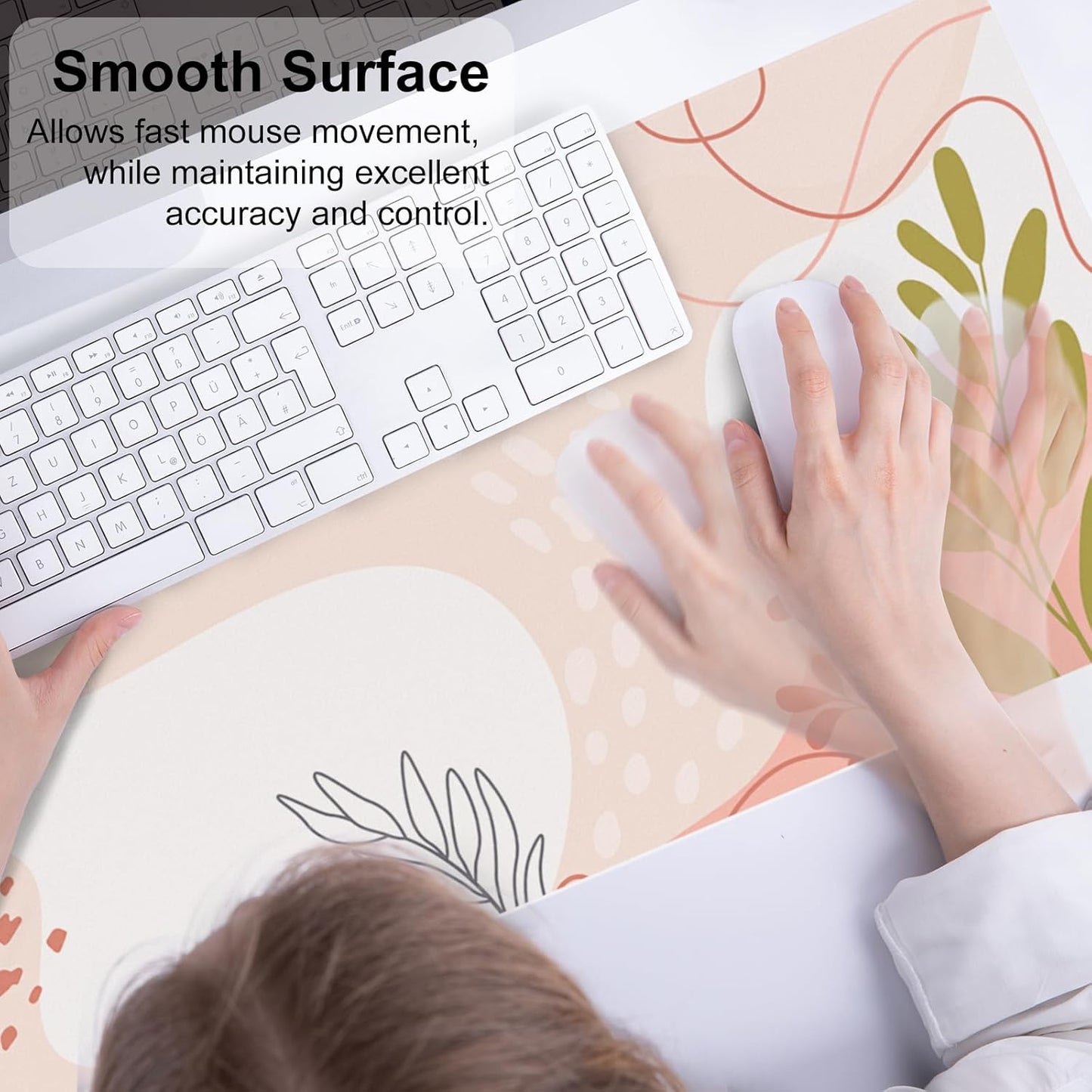QIYI Large Mouse Pad, Cute Pink Desk Mat for Desktop, Women Girls PU Leather Desk Pad Waterproof Gaming Mousepad, Rose Gold Marble Computer Protector Writing Pad for School Office Home 31.5" x 15.7"