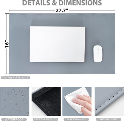 AKOZLIN 35.4"x 18.9" Soft PU Leather Surface Office Desk Mouse Mat Anti-Push Pad with Full Grip Fixation Lip Table Blotter Edge-Locked Protector