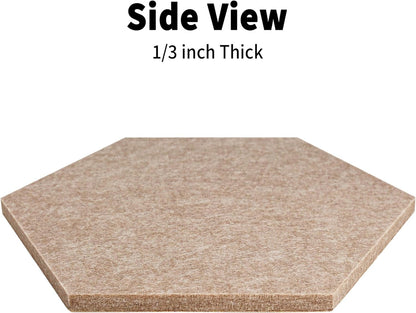 10 Pack Hexagon Cork Board Tiles Alternative, 12'' Fully Self-Adhesive Modern Felt Bulletin for Wall Decor, Frameless Pin Board for Office, Renter-Friendly Decorative Hexagon Corkboard with 30 Pins