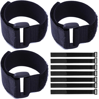 Fastening Nylon Strap with Buckle,10Pack Reusable Self-Adhesive Hook and Loop Cable Securing Straps,Adjustable Cinch Straps for Cords Organized and Tidy(1" x 8")