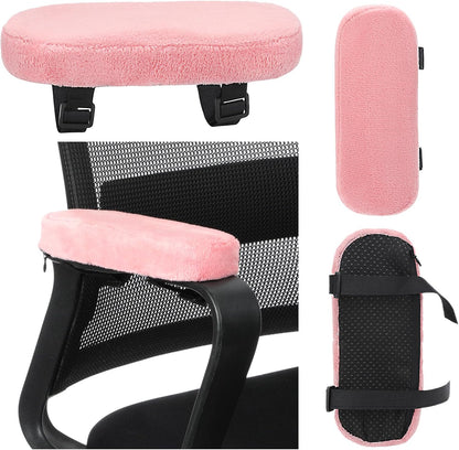 Threlaco 2 Pcs Office Chair Armrest Pads Soft Foam Office Chair Arm Covers Fluffy Flannel Gaming Armchair Armrest Cushion for Elbows and Forearms Support Pressure Relief(Gray)