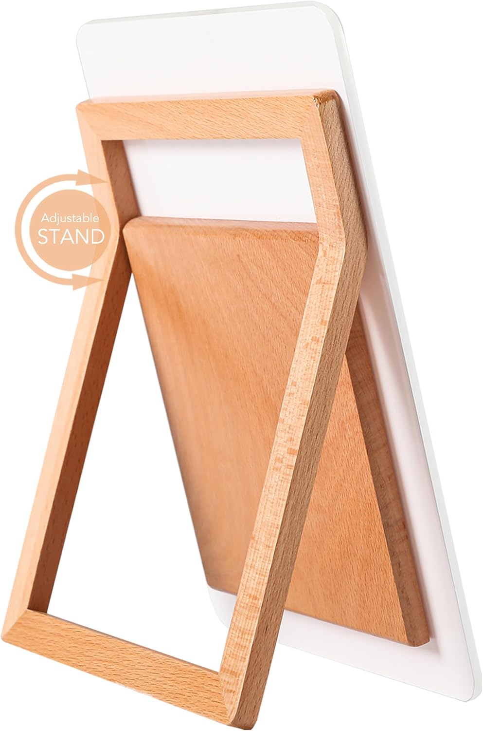 YEOUX Glass Desk Whiteboard with Reversible Wood Stand, Desktop Small White Board, Reusable Mini Dry Erase Board 6.7"x9.5" for Office, Home, School, Marker&Eraser Included