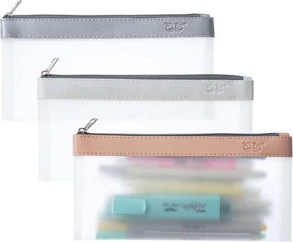 Mr. Pen- Clear Pencil Pouch, 8.50"x4.25", 3 Pack, Durable TPU Material, Medium Water-Resistant Pencil Bags with Smooth Zipper, Multipurpose Clear Pouch for Stationery, School, Office, Travel Supplies
