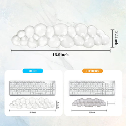 Gel Cloud Keyboard and Mouse Wrist Rest, Cute Wrist Support and Arm Support Keyboard Rest for Keyboard and Mouse Typing Pain Relief，Suitable for Office/Computer/Laptop/Gaming（White）