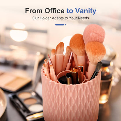 Pen Holder - 360° Rotating, 5 Slot Pen Holder For Desk. Pencil Holder For Office,School,Dorm Room&Vanity, Desk Accessories(White)