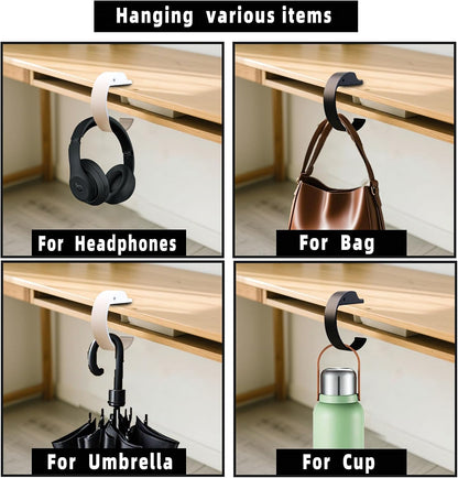 Bag Hook Heavy Sturdy Purse Hook for Table & Holds 50 lbs Purse Holder for Table Portable Purse Hanger for Table 2pcs Black and White