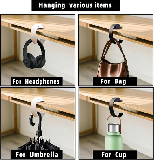 Bag Hook Heavy Sturdy Purse Hook for Table & Holds 50 lbs Purse Holder for Table Portable Purse Hanger for Table 2pcs Black and White